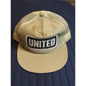United Trucker Hat Cap Mesh Tan Brown Snap Back Adjustable